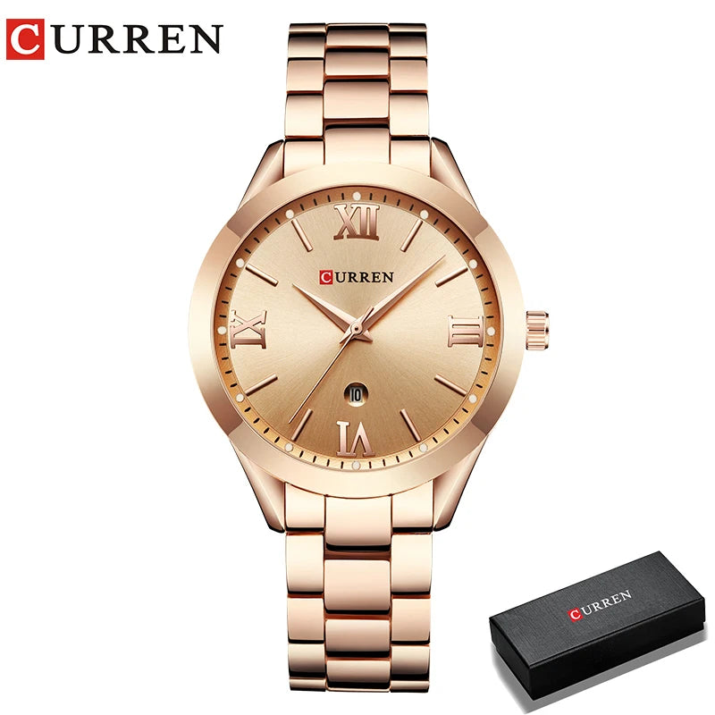 Montre CURREN en or - Montre bracelet en acier pour femme 9007