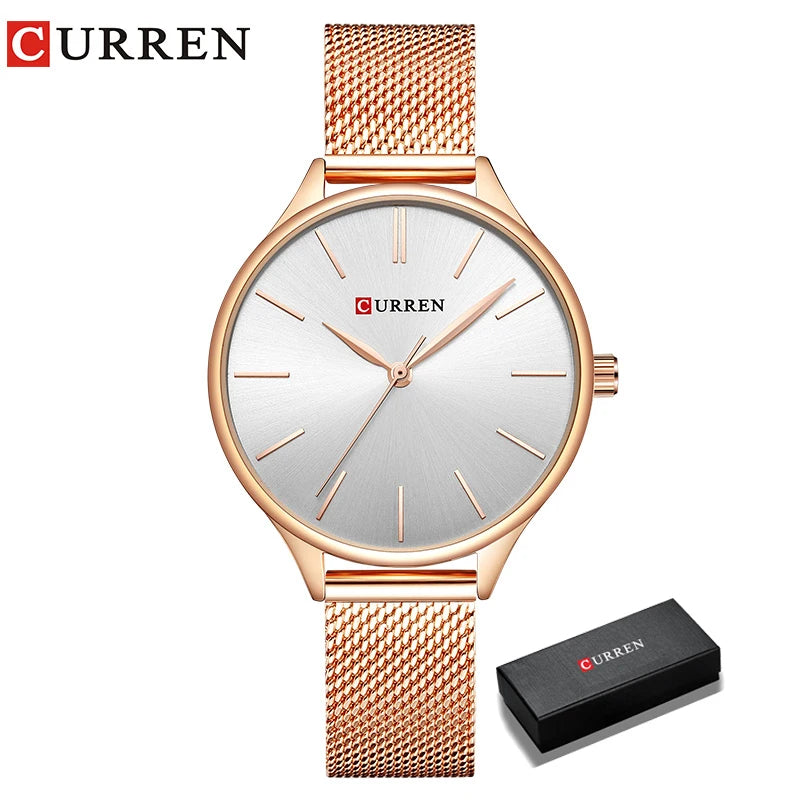 Montre femme CURREN - Montre à quartz de luxe avec cadran mat et bracelet en maille
