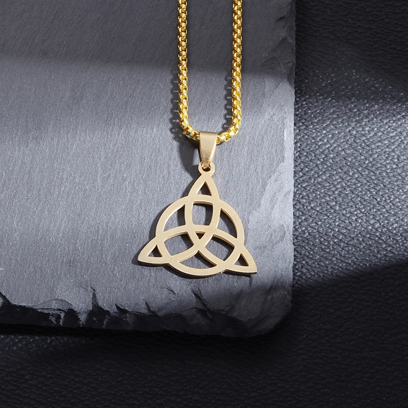 Celtic Trinity Knot Necklace - Irish Red Zircon Stainless Steel Pendant
