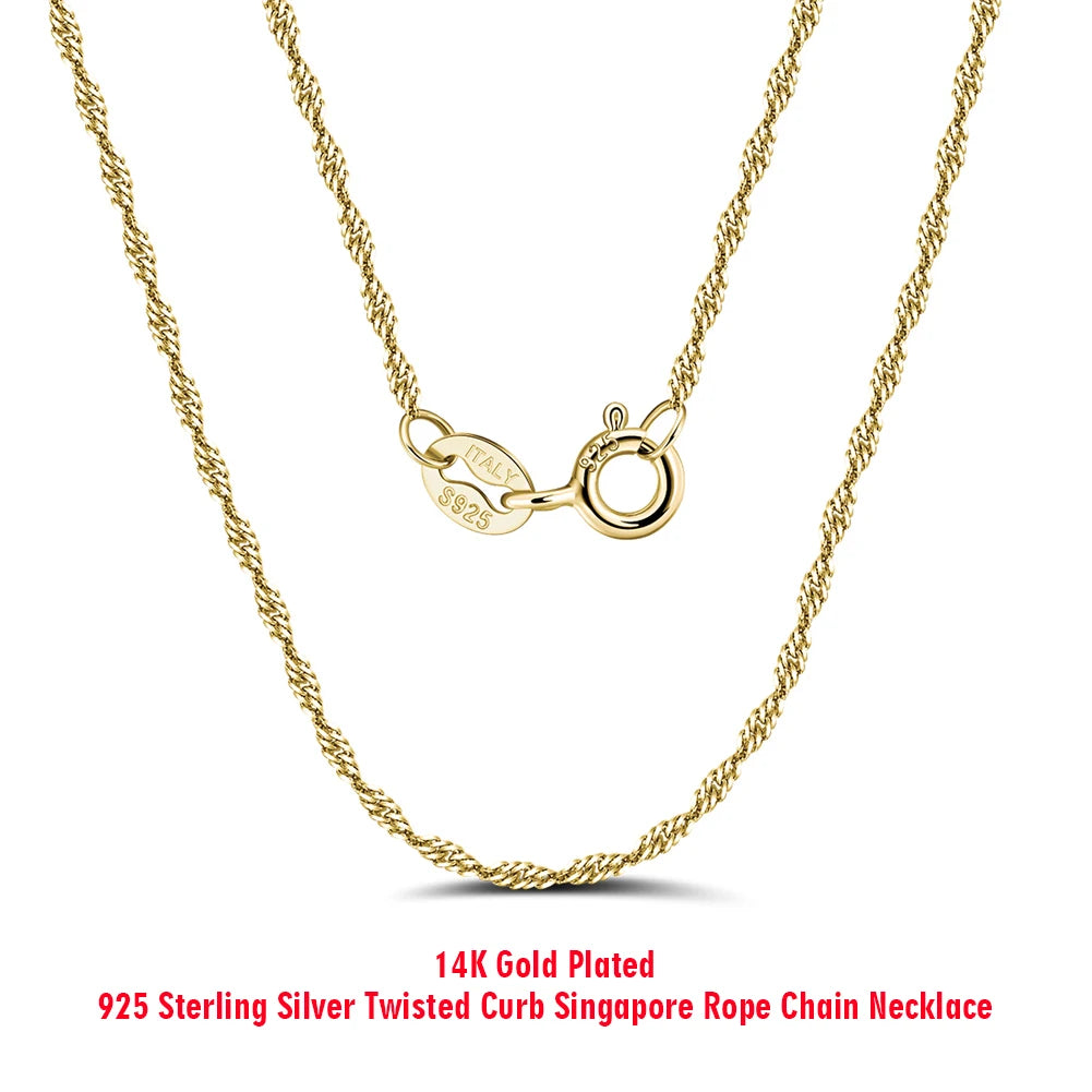 Collier ras du cou en argent S925 plaqué or 14 carats, chaîne torsadée dorée