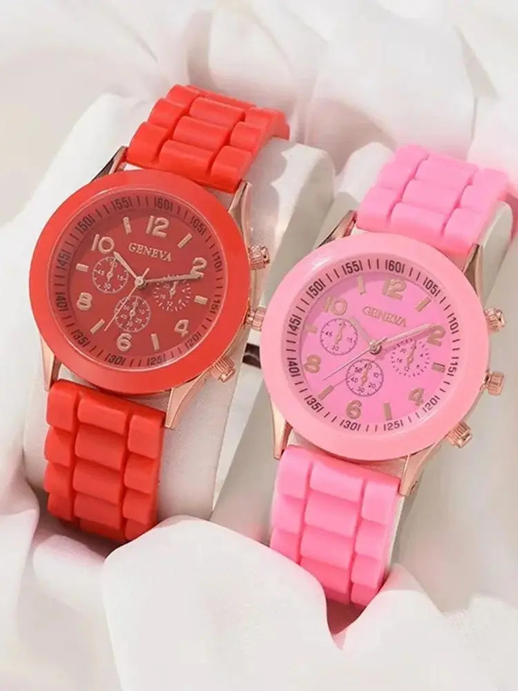 Coffret de montres pour couple - 2 montres à quartz de luxe avec bracelet en silicone