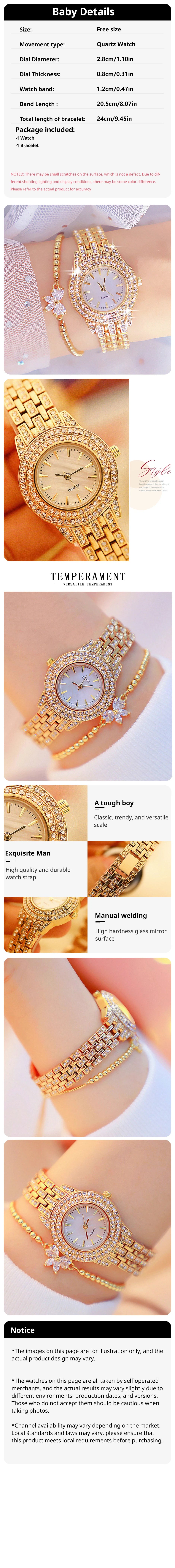 Women's Jewelry Watch Set - 6pcs Green Luxury Quartz Watch with Jewelry