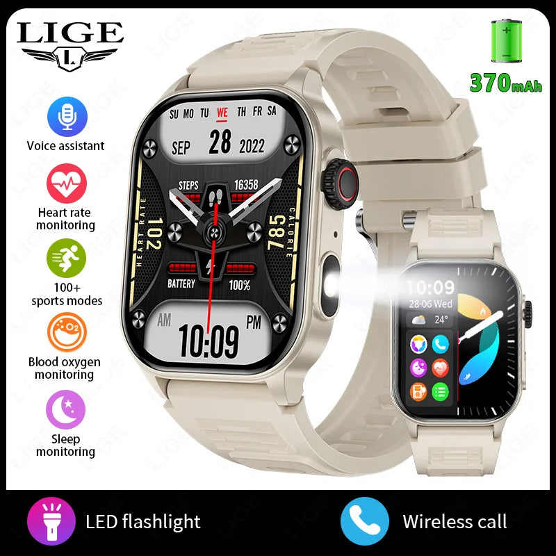 LIGE Smart Watch - 2.01" HD Display AI Voice Bluetooth Call Health Monitor