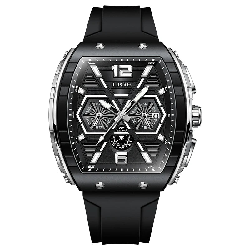 ساعة يد كوارتز فاخرة مقاومة للماء من LIGE للرجال، ساعة رياضية من السيليكون، مضيئة، مقاومة للماء، ساعات رجالية Relogio Masculino