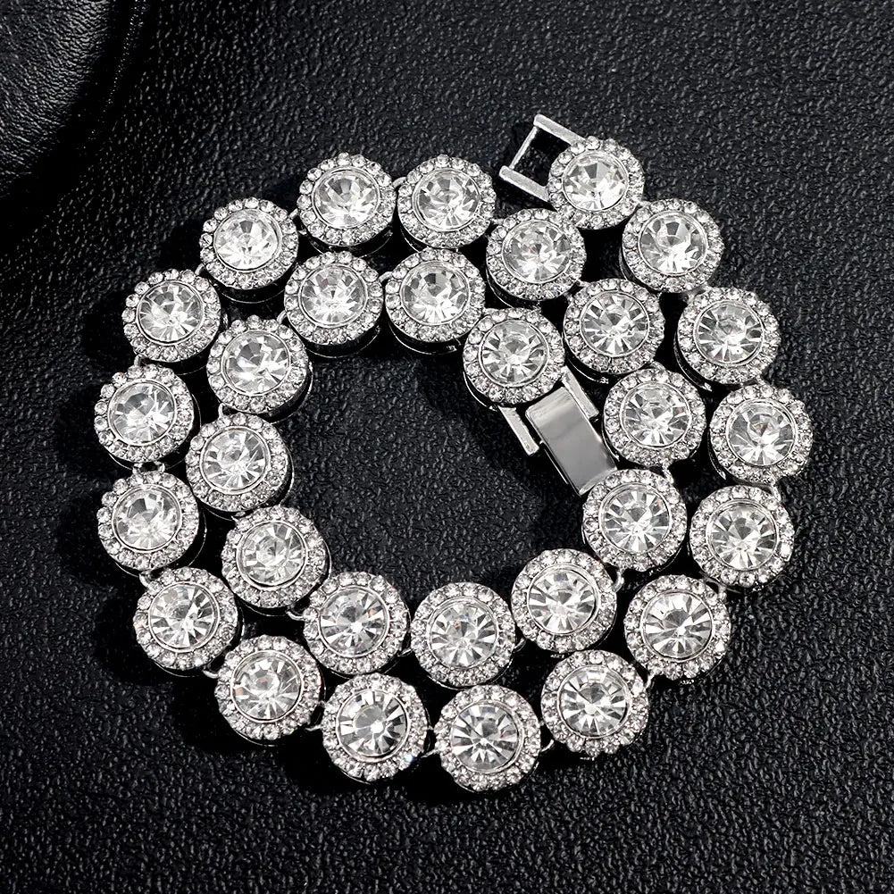 قلادة سلسلة كوبية - سلسلة تنس مرصعة بالزركون الكريستالي المثلج