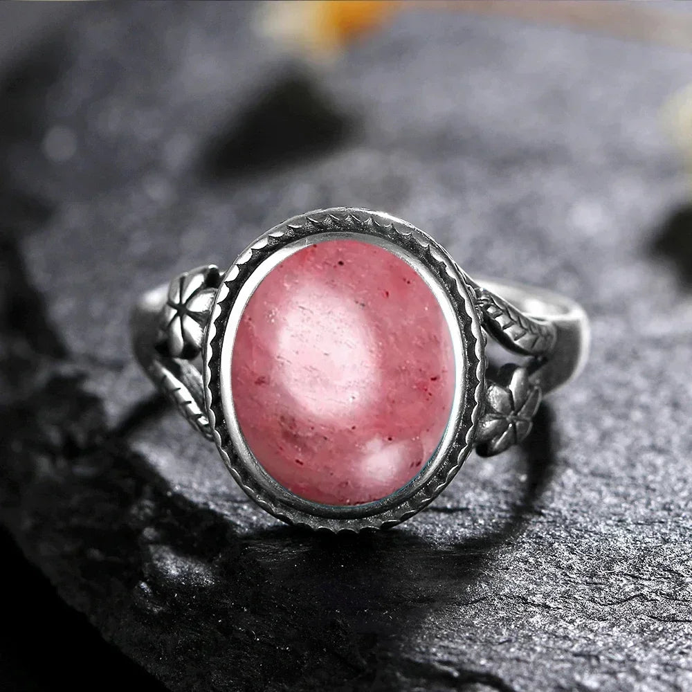 خاتم عين النمر - خاتم إصبع السبابة من الفضة 925 بتصميم زهرة عتيقة