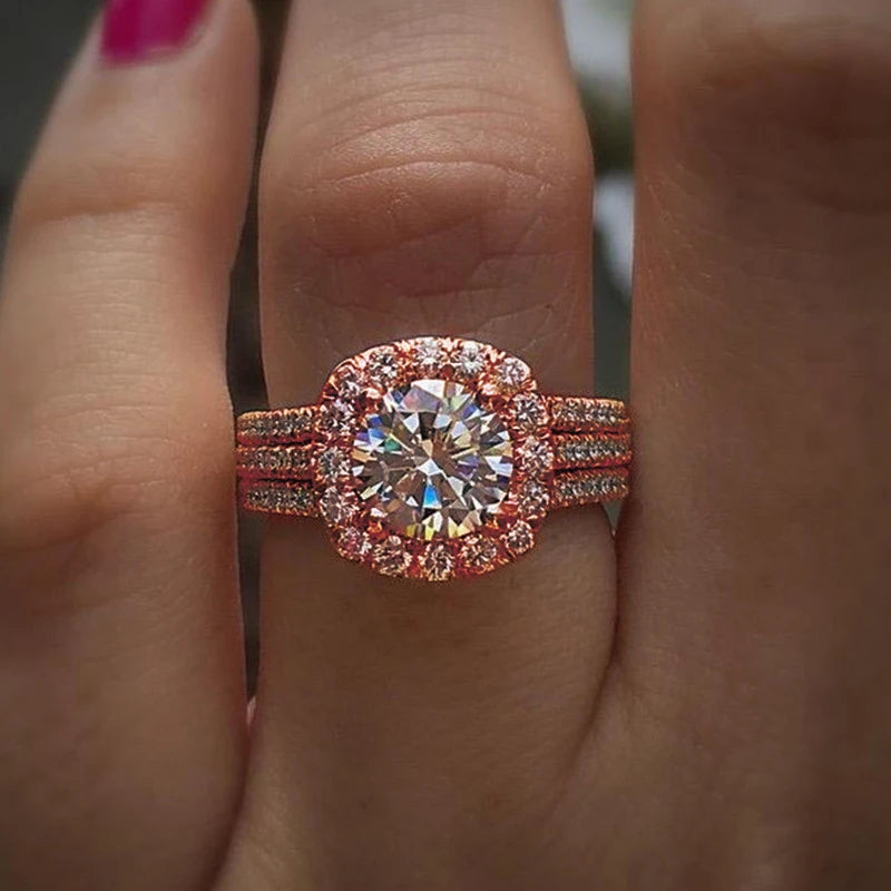 Bague en zircone cubique - Bague de fiançailles tendance et luxueuse