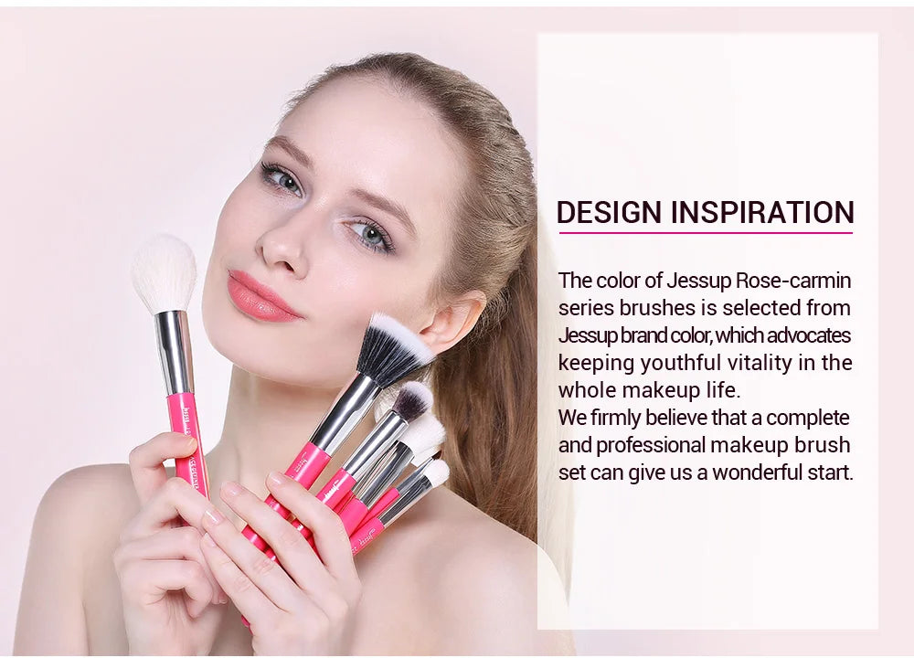 Ensemble de 25 pinceaux de maquillage Jessup - Pinceaux professionnels naturels et synthétiques