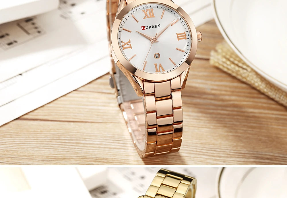 Montre CURREN en or - Montre bracelet en acier pour femme 9007