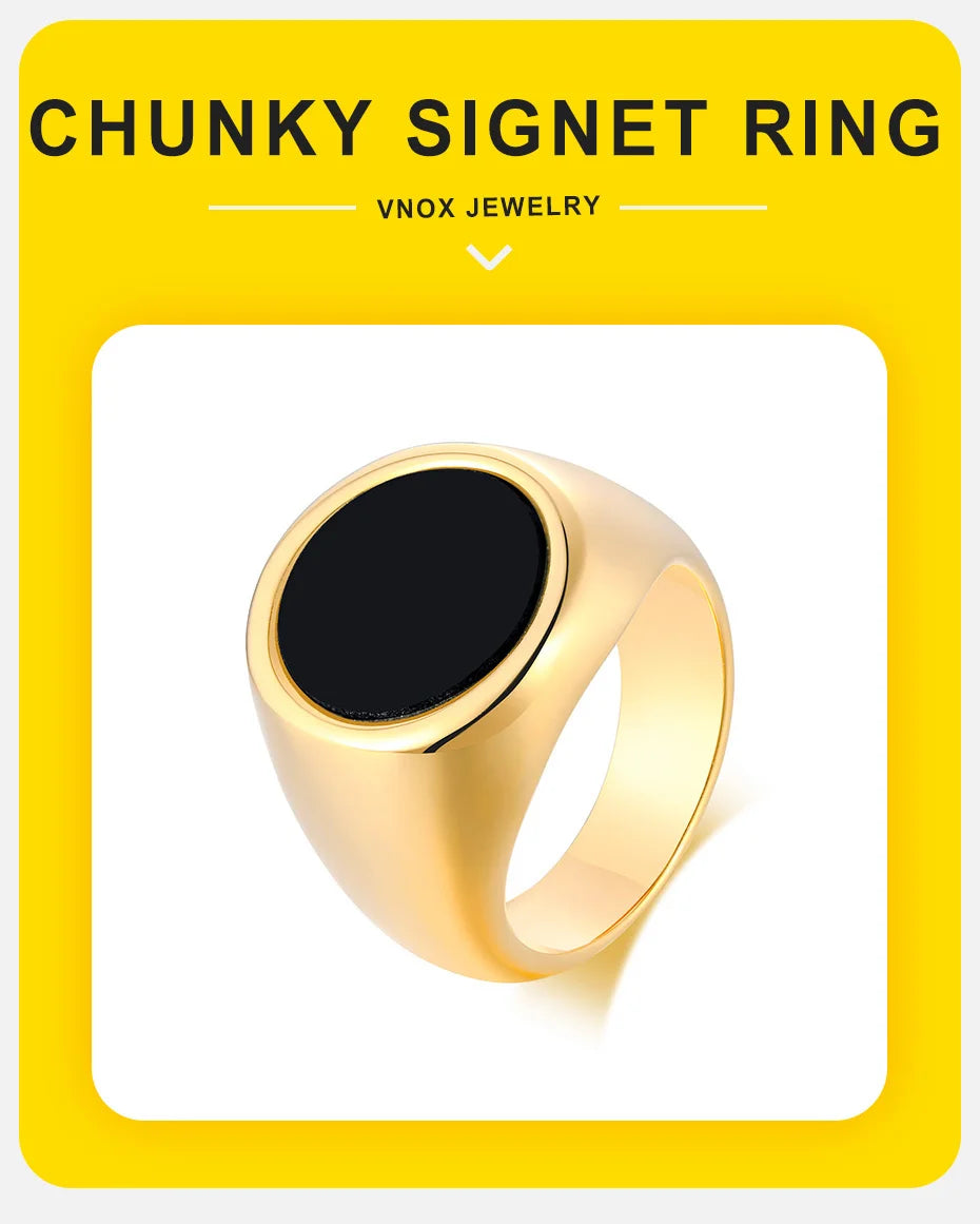 خاتم رجالي - خاتم Vnox مربع الشكل من الفولاذ المقاوم للصدأ