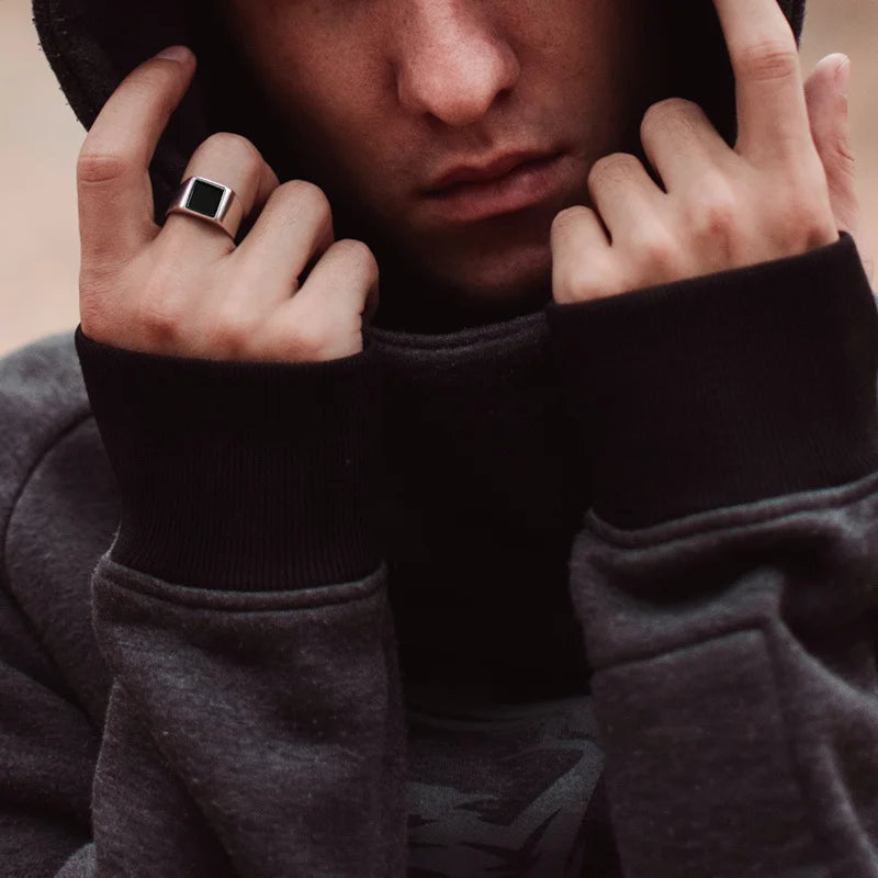 خاتم رجالي - خاتم Vnox مربع الشكل من الفولاذ المقاوم للصدأ