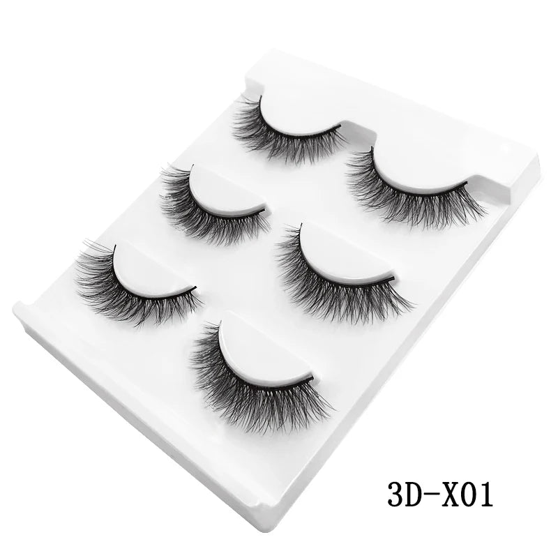 Faux cils 3D en vison - Extensions de cils naturelles et douces (10 boîtes)