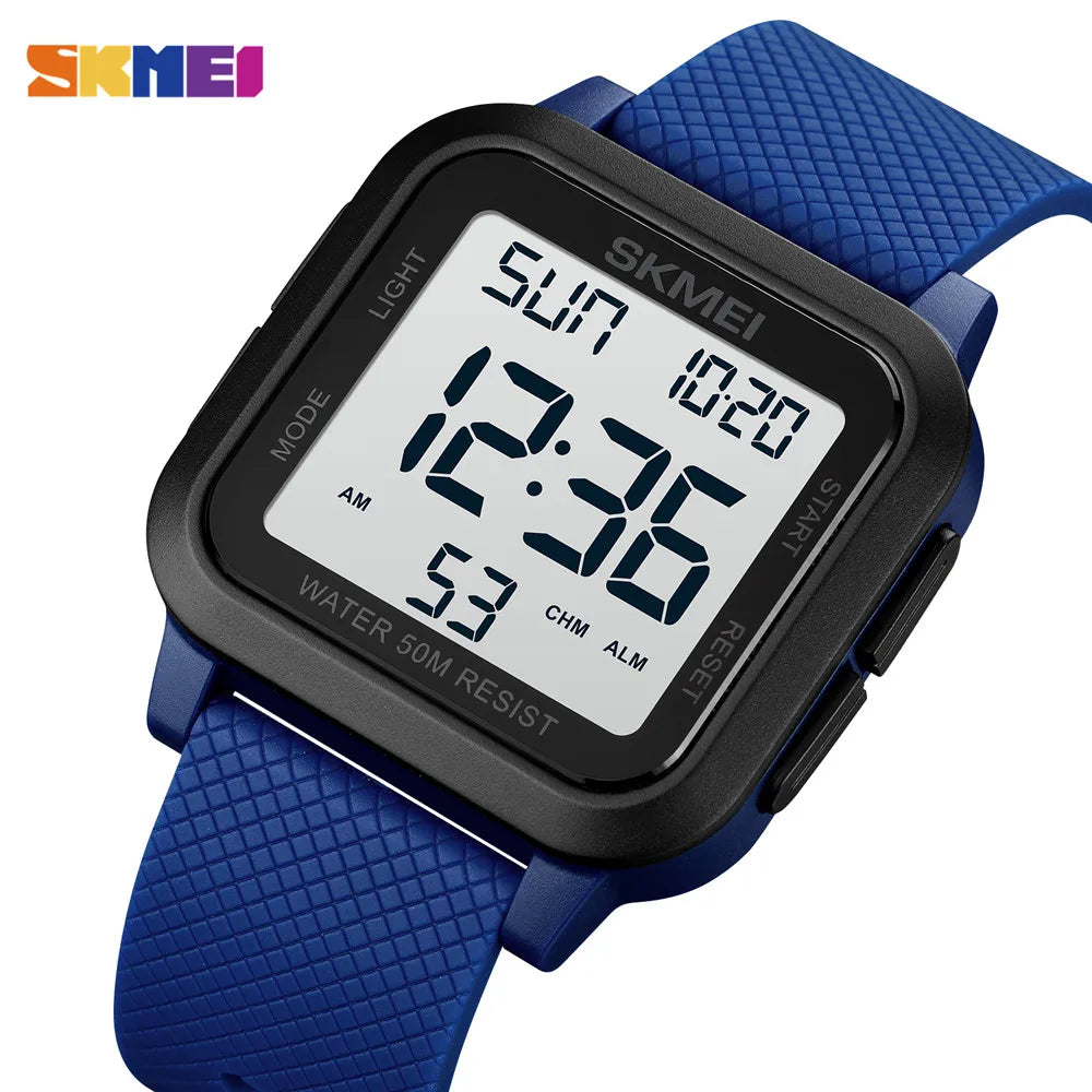 Montre de sport outdoor SKMEI pour homme, alarme, chronographe, étanche 5 bar, style militaire, affichage LED, résistante aux chocs, montre numérique, reloj hombre