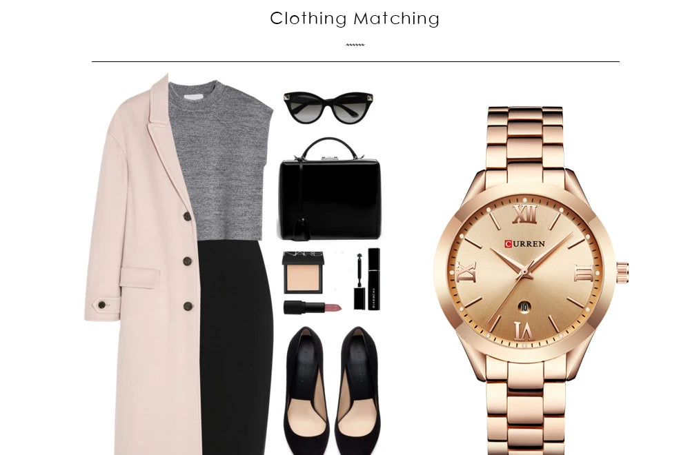 Montre CURREN en or - Montre bracelet en acier pour femme 9007