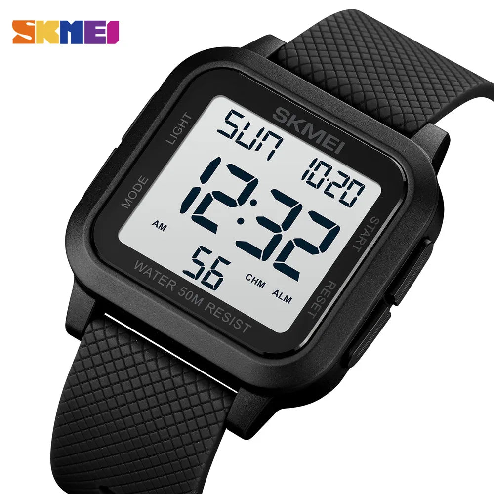 Montre de sport outdoor SKMEI pour homme, alarme, chronographe, étanche 5 bar, style militaire, affichage LED, résistante aux chocs, montre numérique, reloj hombre