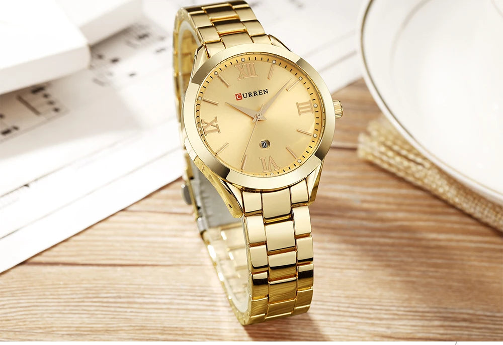 Montre CURREN en or - Montre bracelet en acier pour femme 9007