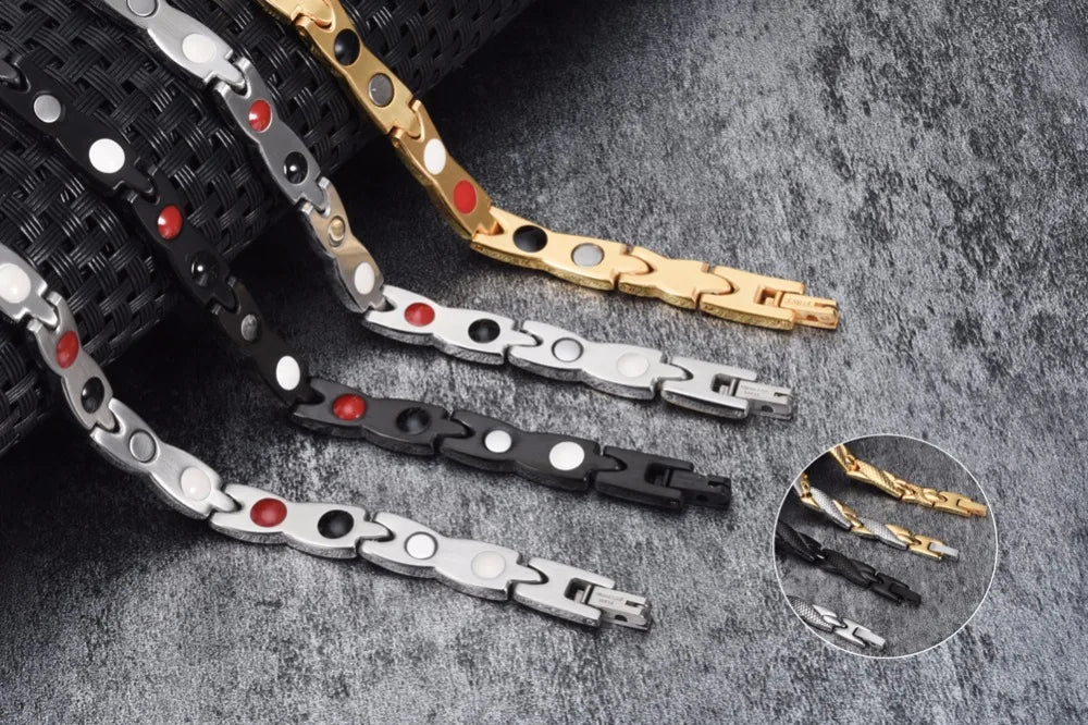 Bracelet magnétique pour homme - Bracelet chaîne croix énergie santé Vinterly