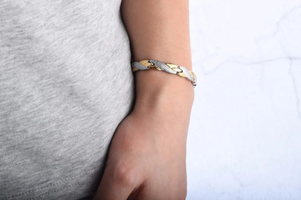 Bracelet magnétique pour homme - Bracelet chaîne croix énergie santé Vinterly