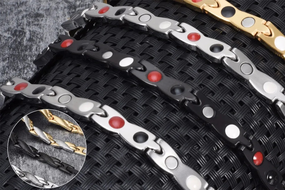 Bracelet magnétique pour homme - Bracelet chaîne croix énergie santé Vinterly