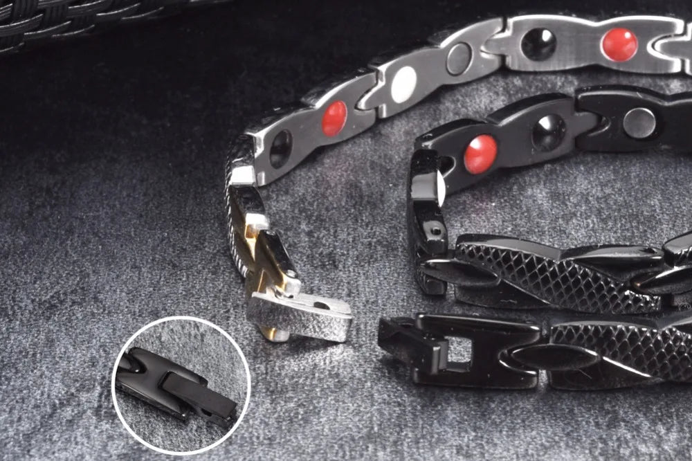 Bracelet magnétique pour homme - Bracelet chaîne croix énergie santé Vinterly