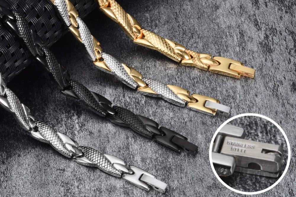 Bracelet magnétique pour homme - Bracelet chaîne croix énergie santé Vinterly