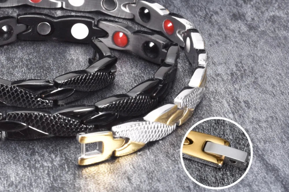 Bracelet magnétique pour homme - Bracelet chaîne croix énergie santé Vinterly