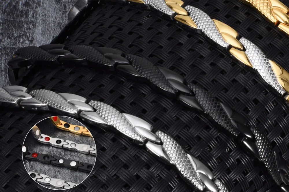 Bracelet magnétique pour homme - Bracelet chaîne croix énergie santé Vinterly