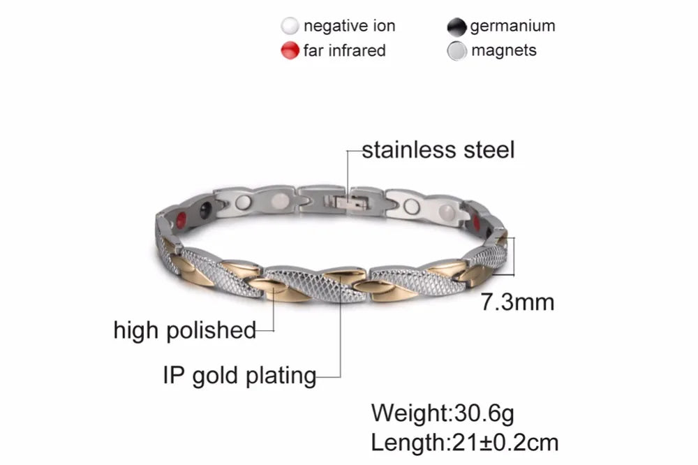 Bracelet magnétique pour homme - Bracelet chaîne croix énergie santé Vinterly