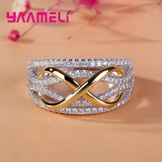 Bague Amour Infini - Bague Éternité en Argent 925 et Zircon Cubique avec Nœud Papillon