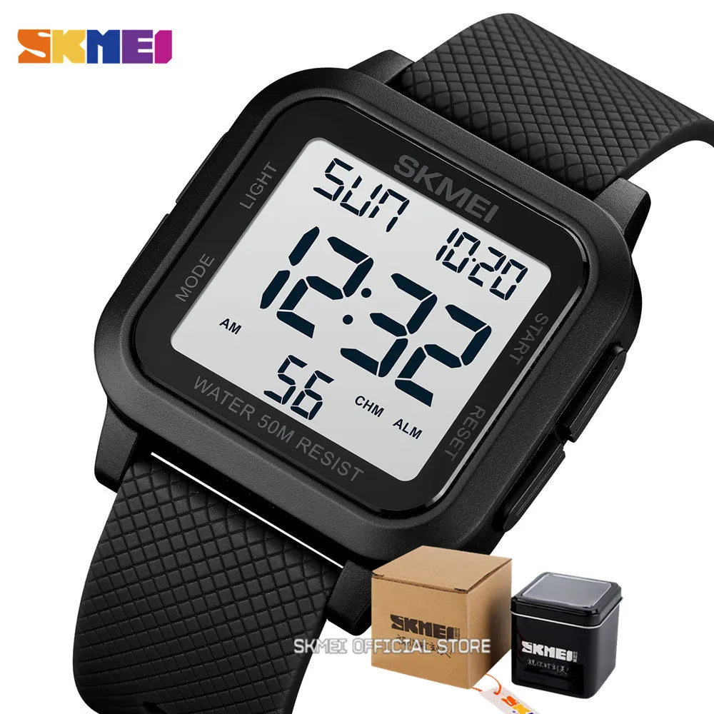 Montre de sport outdoor SKMEI pour homme, alarme, chronographe, étanche 5 bar, style militaire, affichage LED, résistante aux chocs, montre numérique, reloj hombre