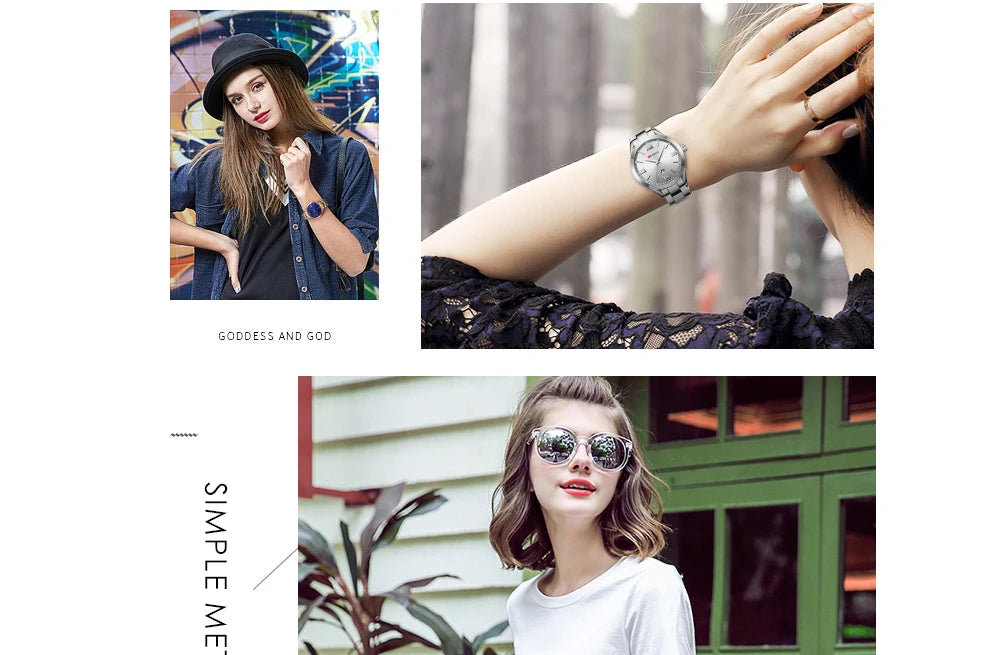 Montre CURREN en or - Montre bracelet en acier pour femme 9007