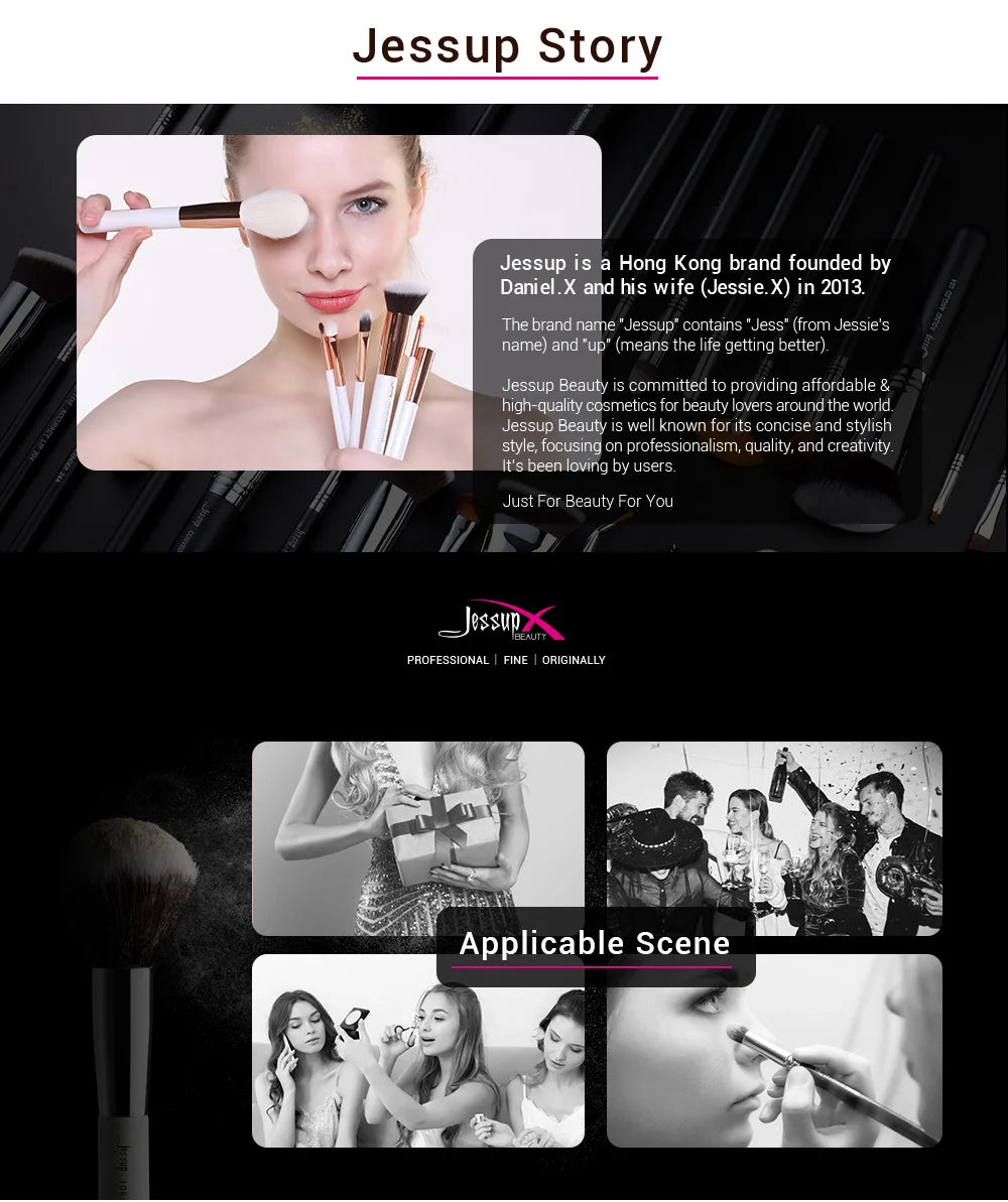 Ensemble de 25 pinceaux de maquillage Jessup - Pinceaux professionnels naturels et synthétiques