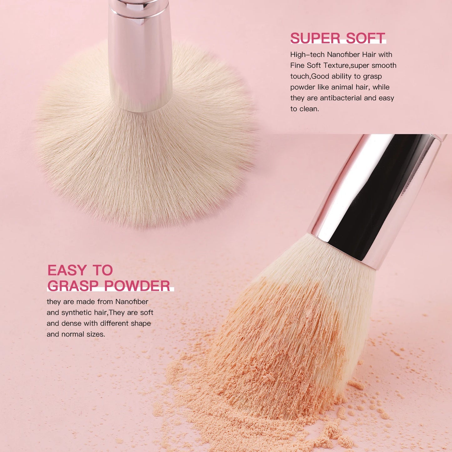 مجموعة فرش المكياج الاحترافية من بيلي - فرش من شعر الماعز الطبيعي