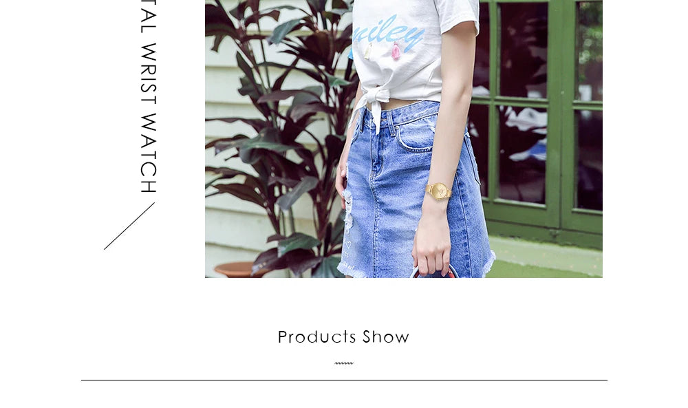 ساعة CURREN النسائية - ساعة كوارتز فاخرة بمينا غير لامع وحزام شبكي