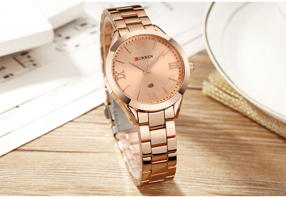 Montre CURREN en or - Montre bracelet en acier pour femme 9007