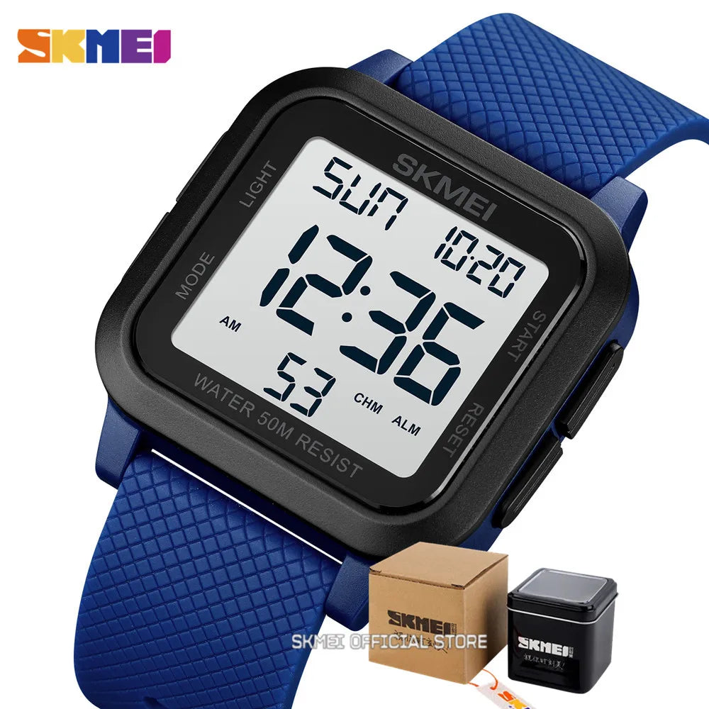 Montre de sport outdoor SKMEI pour homme, alarme, chronographe, étanche 5 bar, style militaire, affichage LED, résistante aux chocs, montre numérique, reloj hombre