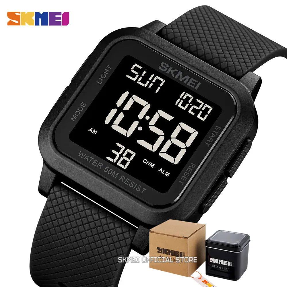 Montre de sport outdoor SKMEI pour homme, alarme, chronographe, étanche 5 bar, style militaire, affichage LED, résistante aux chocs, montre numérique, reloj hombre