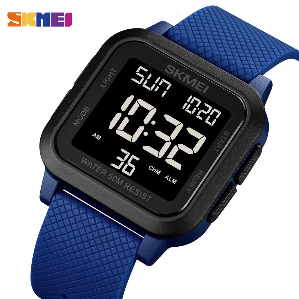 Montre de sport outdoor SKMEI pour homme, alarme, chronographe, étanche 5 bar, style militaire, affichage LED, résistante aux chocs, montre numérique, reloj hombre