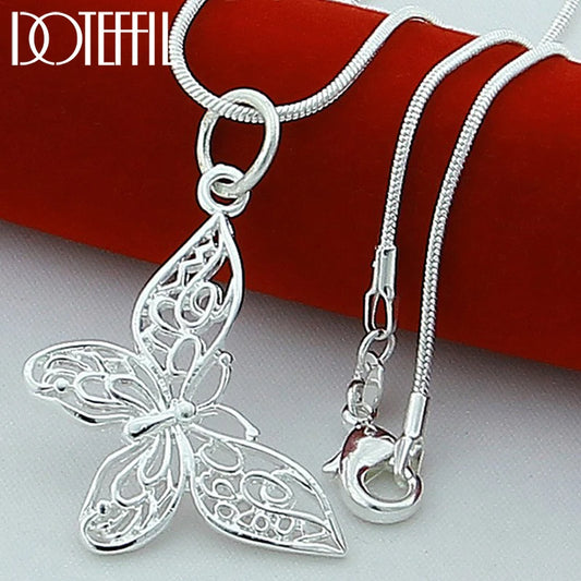 Collier pendentif papillon en argent sterling - Chaîne serpent en argent 925