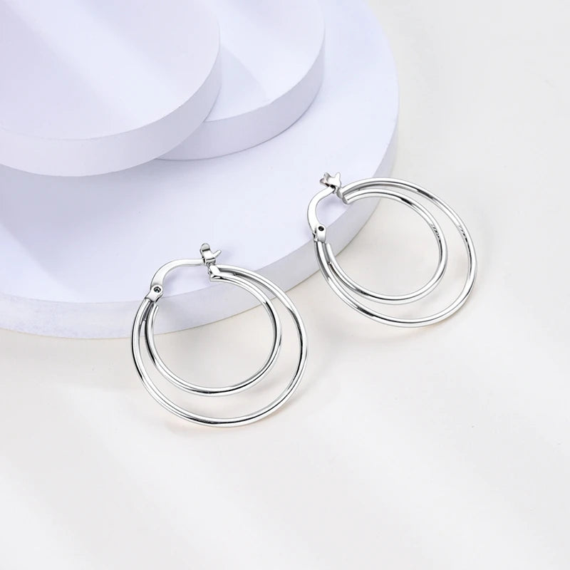 Boucles d'oreilles créoles en argent sterling 925 - Cadeau de mariage et de fiançailles