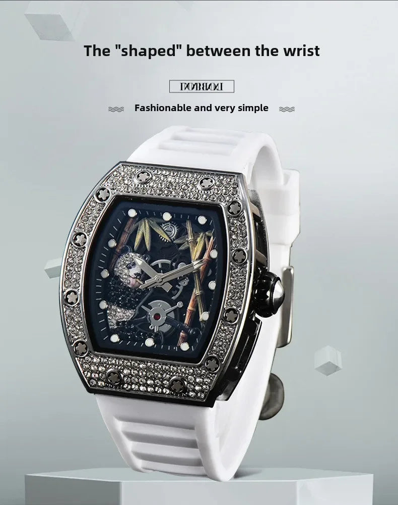 ساعة كوارتز ماسية - ساعة رياضية باندا بامبو مجوفة