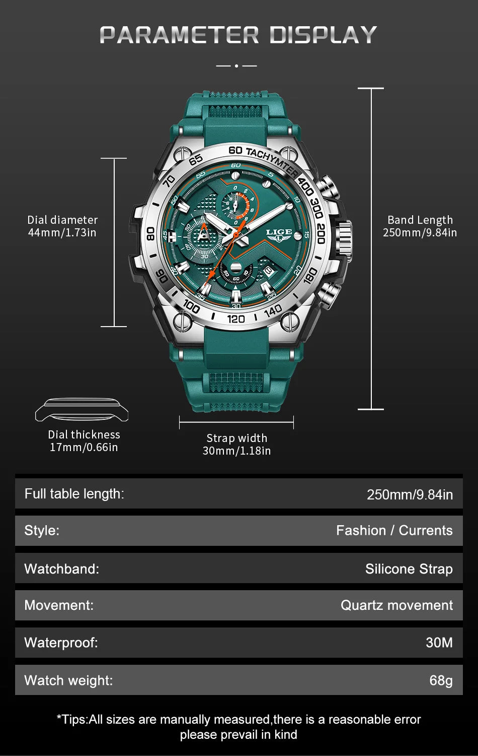 ساعة LIGE الجديدة للرجال متعددة الوظائف بحزام من السيليكون مقاومة للماء وتقويم مضيء وساعات كوارتز رياضية أنيقة للرجال