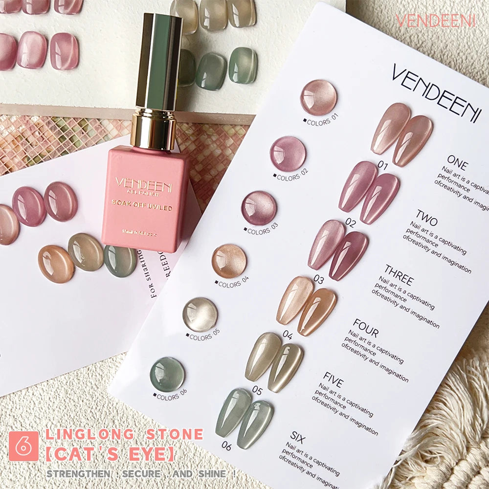 مجموعة طلاء أظافر جل مغناطيسية على شكل عين القطة - 6 ألوان طلاء جل LED بالأشعة فوق البنفسجية