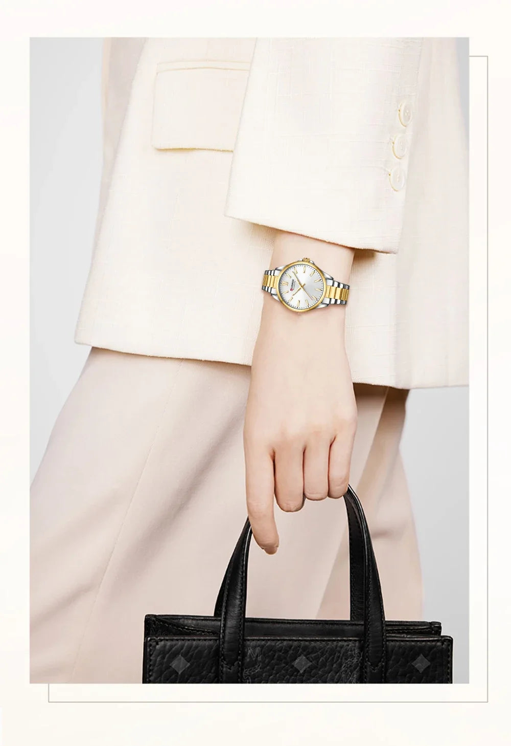 Montre femme CURREN - Montre à quartz à cadran rond en acier inoxydable