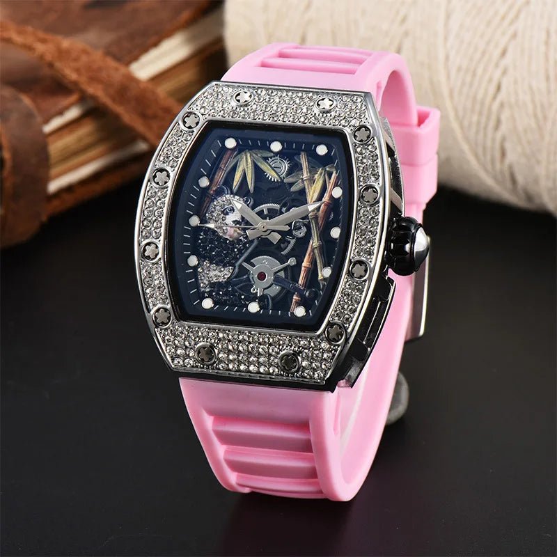 ساعة كوارتز ماسية - ساعة رياضية باندا بامبو مجوفة