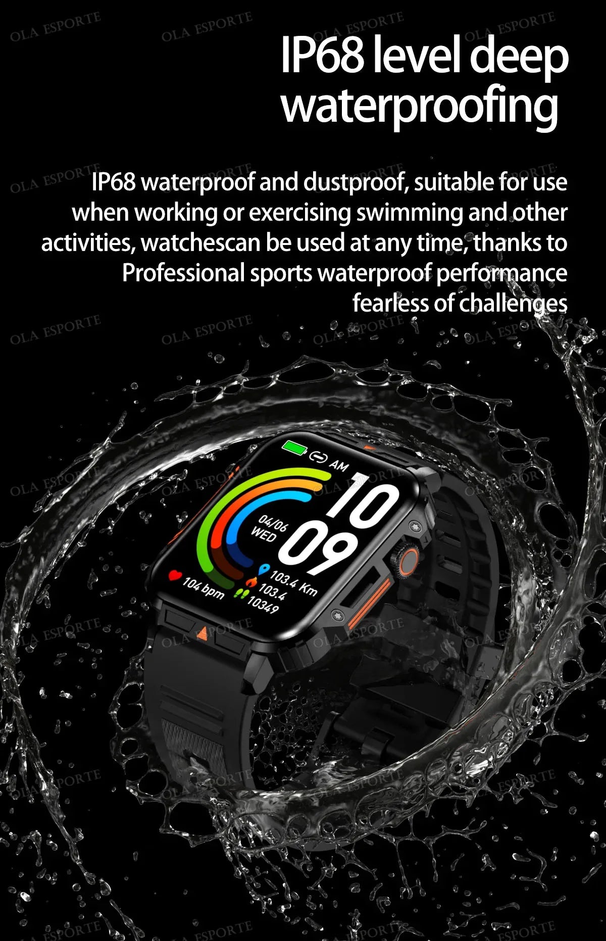 Military Smart Watch 2025 - Health Monitor Bluetooth Call IP68 Waterproof Fitness