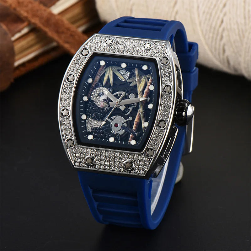 ساعة كوارتز ماسية - ساعة رياضية باندا بامبو مجوفة