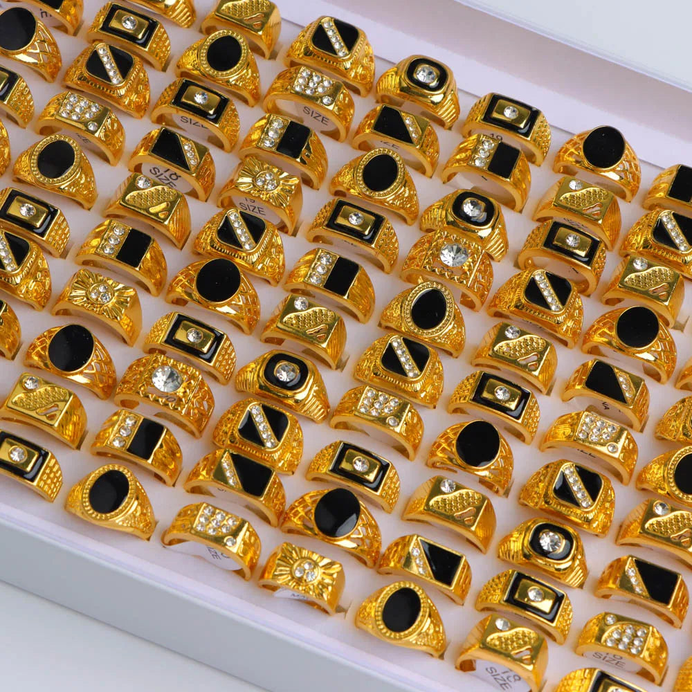 Bagues strass en gros - Lot de 10 à 50 pièces style rétro punk