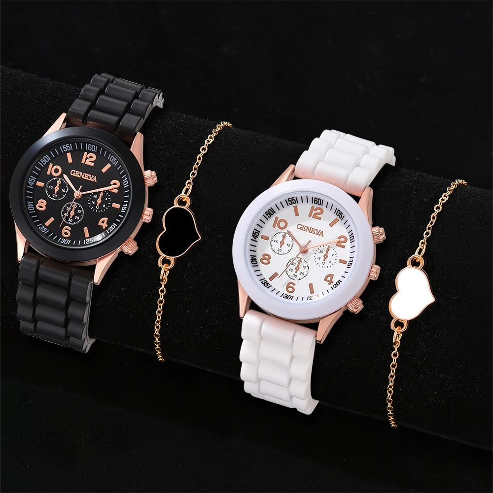 Couple Watch Set - 2pcs Fashion Leather Quartz Wristwatches
