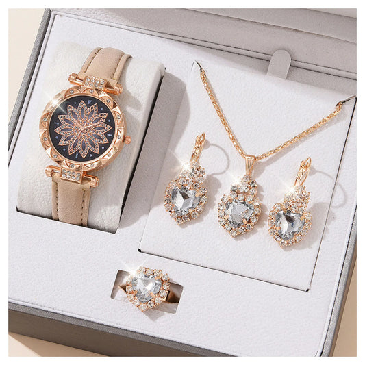 Women's Jewelry Watch Set - Crystal Bling Wristwatch Gift Kit
